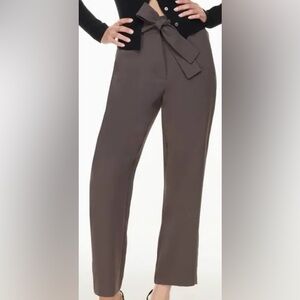 Wilfred Aritzia Brown Grey Front Tie Crepette Dress Pants Trousers Sz. 8